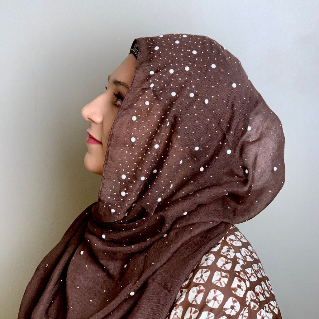 Brown Studded Starry Scarf